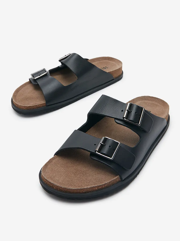 SOLEPLAY Black Slip-On Comfort Sandals