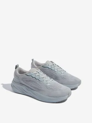 SOLEPLAY Grey Knit Design Lace-Up Sneakers