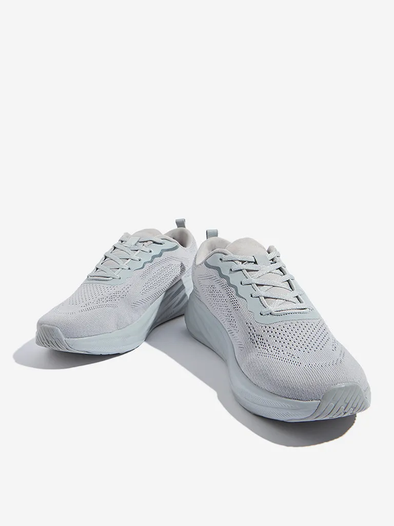 SOLEPLAY Grey Knit Design Lace-Up Sneakers