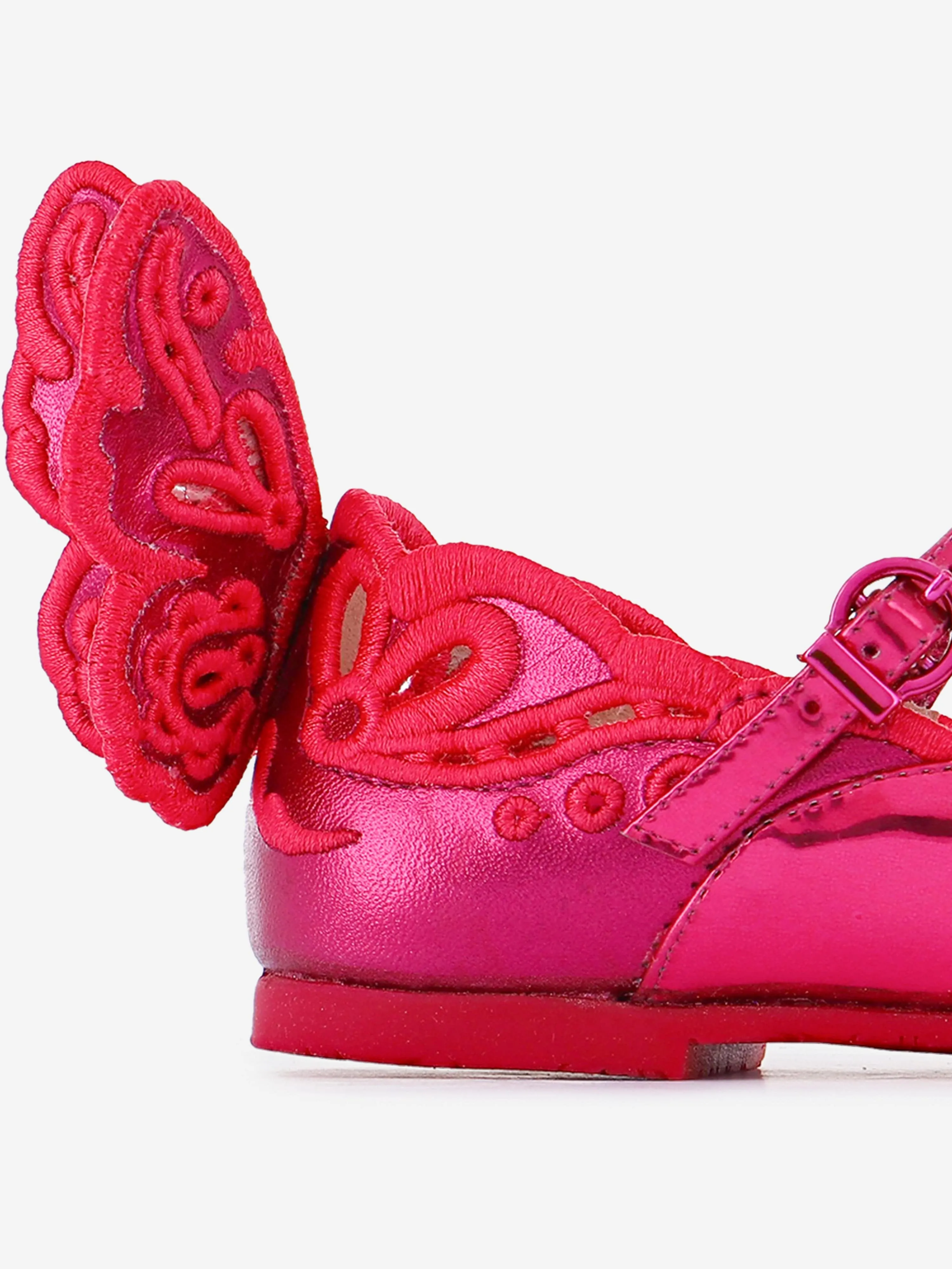 Sophia Webster Girls Chiara Broderie Flat in Pink