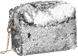 Sparkly Sequin Clutch Purse for Women Elegant Evening Handbag with Capacity for Parties Weddings and Formal Events Silver