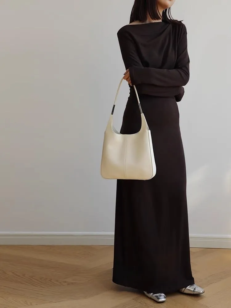Spring Women's Leather Shoulder Bag Handbag Hobo Underarm Armpit Bag Versatile Stylish Chic Elegant Luxury Vintage