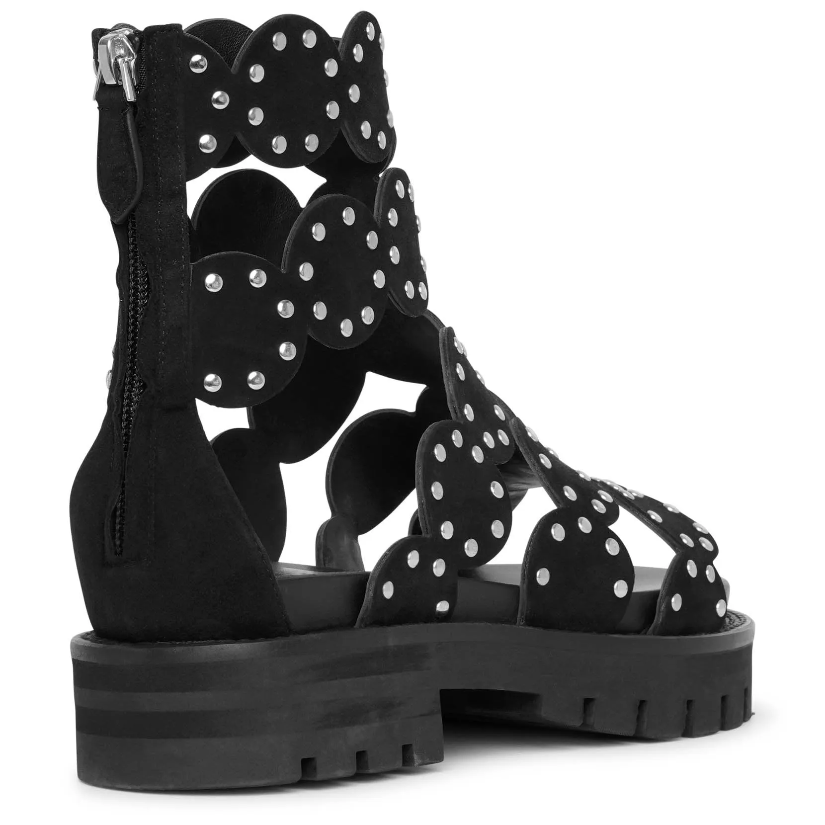 Studded suede chunky sandals
