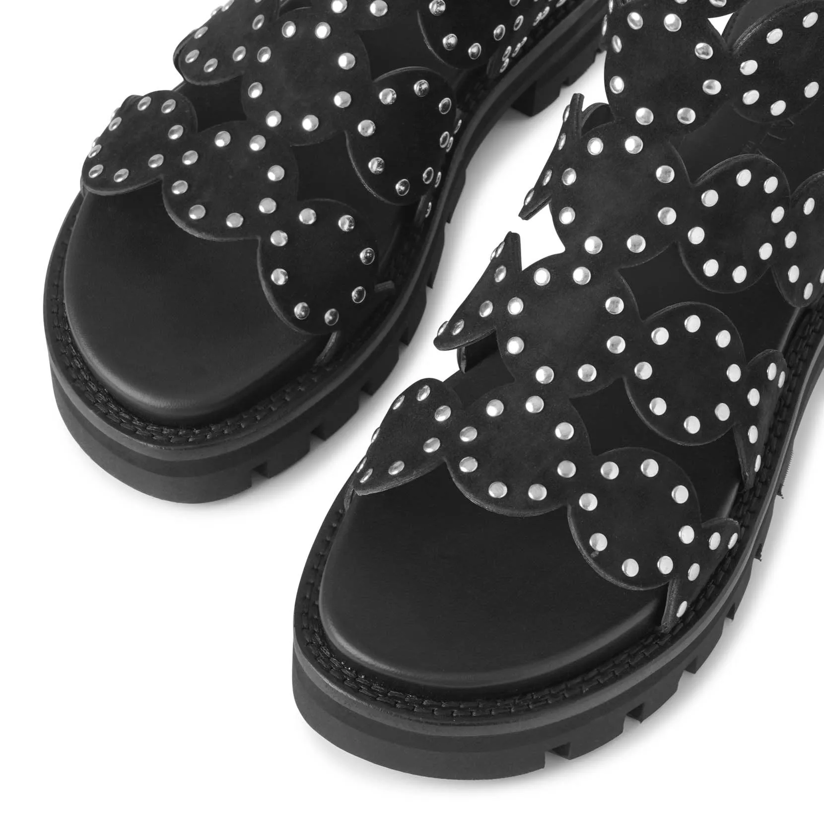Studded suede chunky sandals