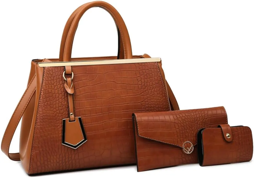 Stylish Crocodile Pattern Leather Handbag for Women - Versatile Top Handle Satchel Purse & Crossbody Bag in Yellow