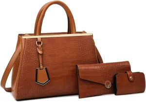 Stylish Crocodile Pattern Leather Handbag for Women - Versatile Top Handle Satchel Purse & Crossbody Bag in Yellow