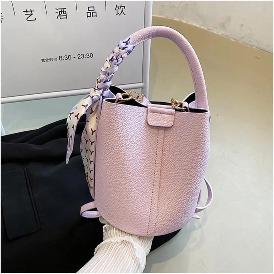 Stylish Soft Leather Crossbody Bucket Bag for Women - Versatile Handbag with Clutch and Top Handle