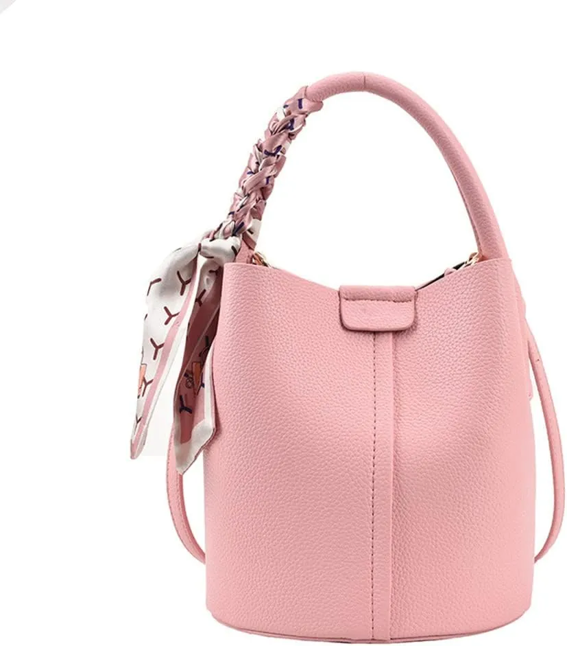 Stylish Soft Leather Crossbody Bucket Bag for Women - Versatile Handbag with Clutch and Top Handle