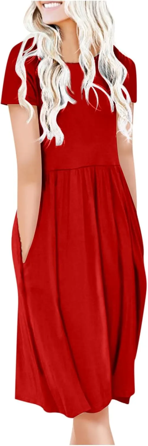 Summer Dresses for Women 2023 Ruffle Hem Floral Printed Flowy Party Beach Fall Long Dress Vacation Dress with Pockets
