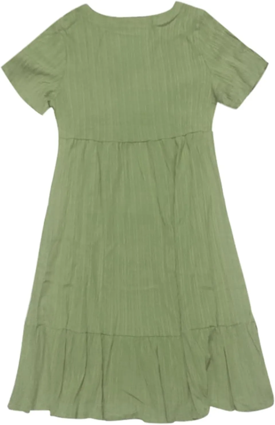 Summer Dresses for Women 2025 Solid V-Neck Short Sleeve Midi Dress Pleated Swing Short Beach Sundresses