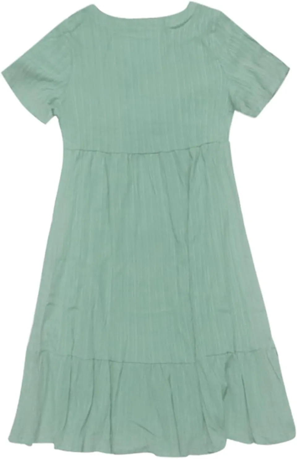Summer Dresses for Women 2025 Solid V-Neck Short Sleeve Midi Dress Pleated Swing Short Beach Sundresses