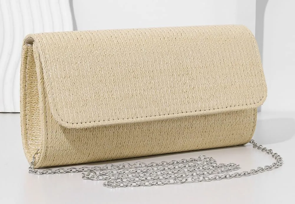Summer Straw Clutch Bag Beach Bags For Women Rattan Evening Purse Straw Crossbody Woven Purse Shoulder Handbag 2025