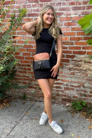 Tara Vegan Leather Crossbody Bags Wristlet Wallets Clutch Purses Shoulder Handbag with Tassel Zippers for Women