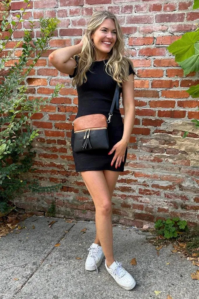 Tara Vegan Leather Crossbody Bags Wristlet Wallets Clutch Purses Shoulder Handbag with Tassel Zippers for Women