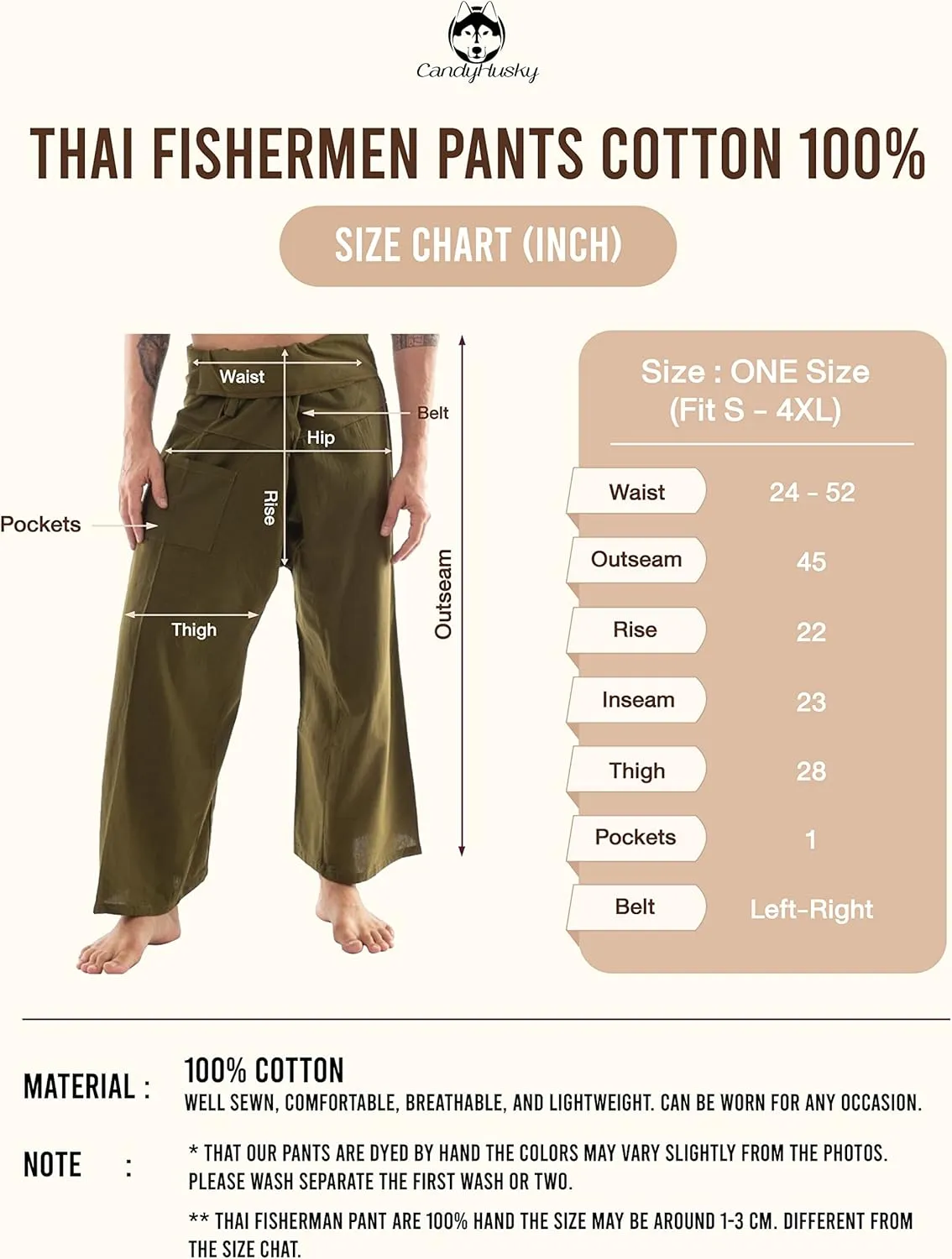 Thai Fisherman Pants - Lightweight Cotton Lounge Pants for Men, Perfect for Yoga, Hippie, or Pirate Style