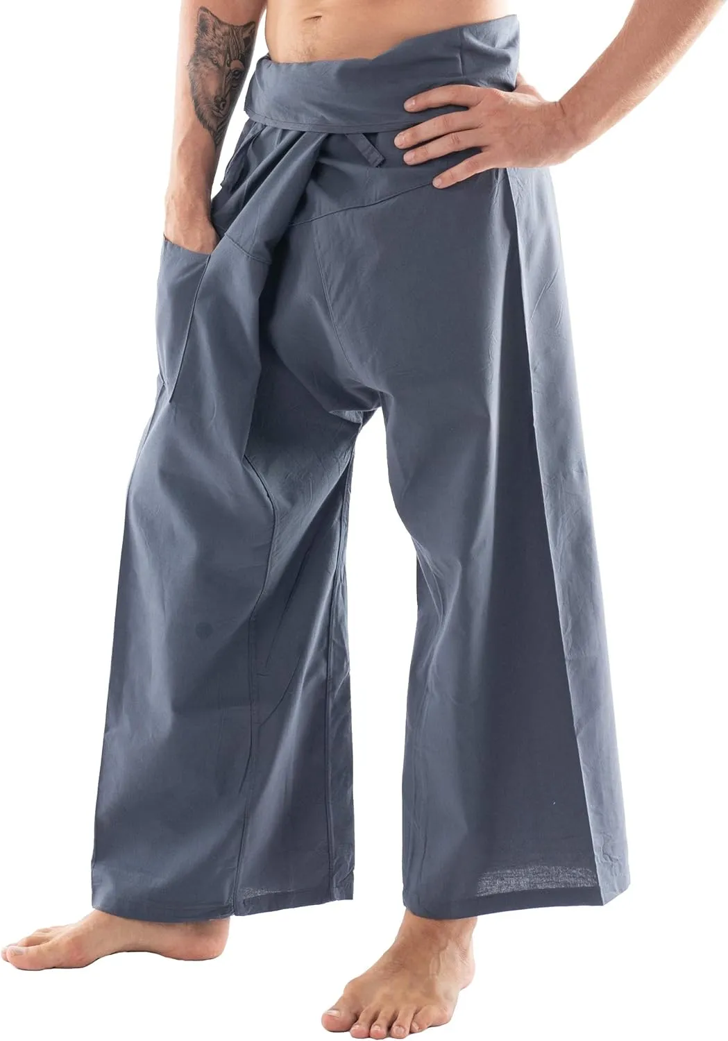 Thai Fisherman Pants - Lightweight Cotton Lounge Pants for Men, Perfect for Yoga, Hippie, or Pirate Style