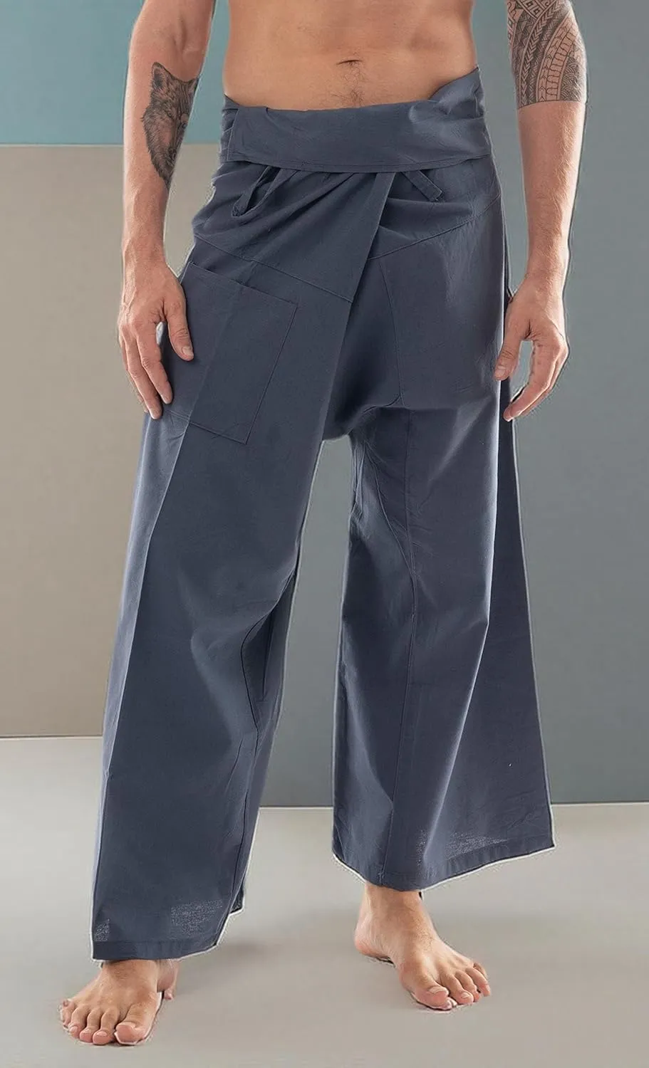 Thai Fisherman Pants - Lightweight Cotton Lounge Pants for Men, Perfect for Yoga, Hippie, or Pirate Style