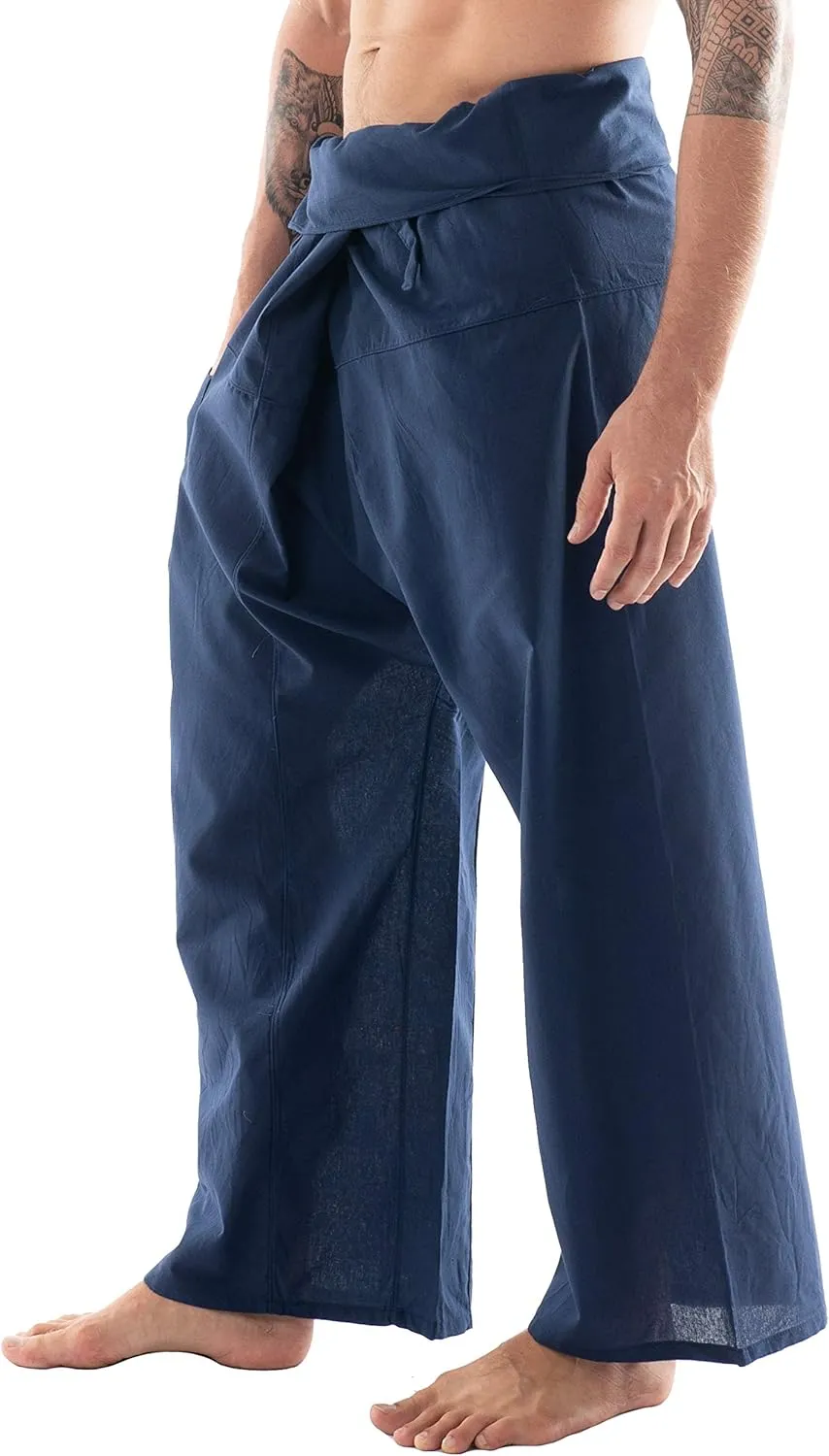 Thai Fisherman Pants - Lightweight Cotton Lounge Pants for Men, Perfect for Yoga, Hippie, or Pirate Style