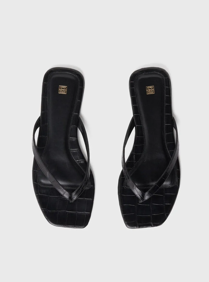 The Flip Flop Flat - Black Croco