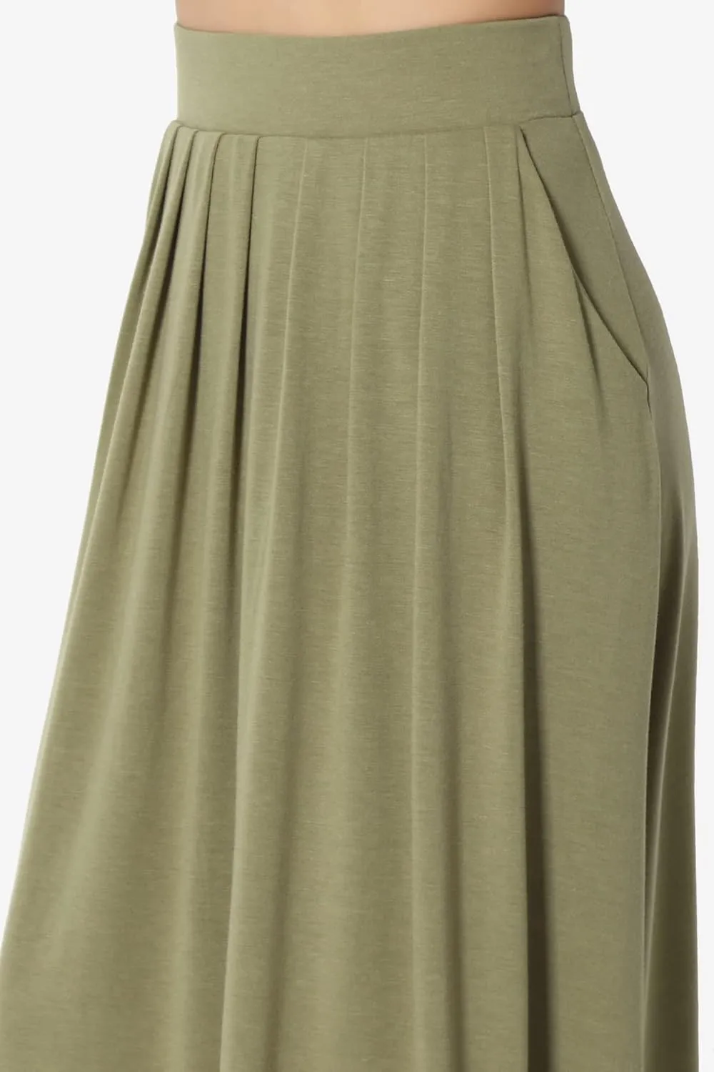 TheMogan Women's Casual Lounge Solid Foldable High Waist Draped Jersey Relaxed Long Maxi Skirt