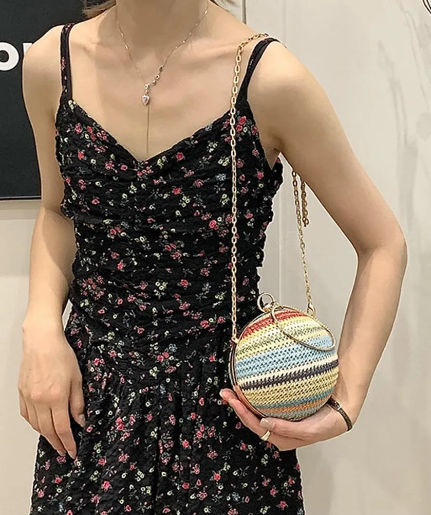 Trendy Clutch Bag For Women Ball-Shaped Straw Summer Beach Bags Rattan Evening Purse Straw Crossbody Woven Purse 2025