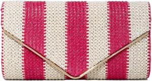 Trendy Clutch Bag For Women Straw Summer Beach Bags Rattan Evening Purse Straw Crossbody Woven Stripe Purse 2025
