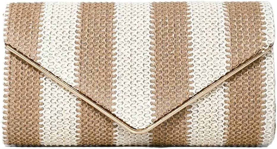 Trendy Clutch Bag For Women Straw Summer Beach Bags Rattan Evening Purse Straw Crossbody Woven Stripe Purse 2025