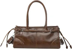 Trendy Shoulder Crossbody Bags for Women Y2K Tote Purse Small Vintage PU Leather Handbag Ladies Underarm Satchels