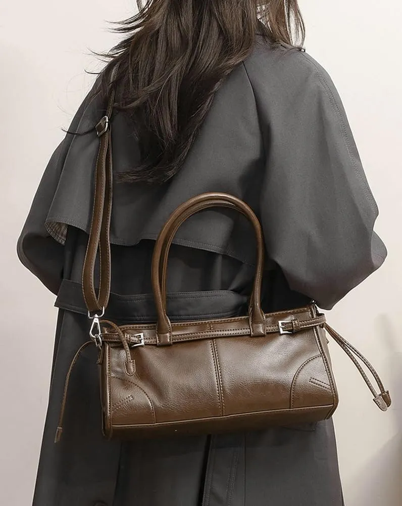 Trendy Shoulder Crossbody Bags for Women Y2K Tote Purse Small Vintage PU Leather Handbag Ladies Underarm Satchels