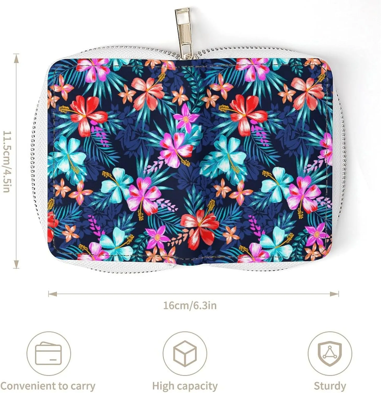 Tropical Hawaiian Hibiscus Flower Leather Card Bag Suitable for Unisex Versatile for Daily Use