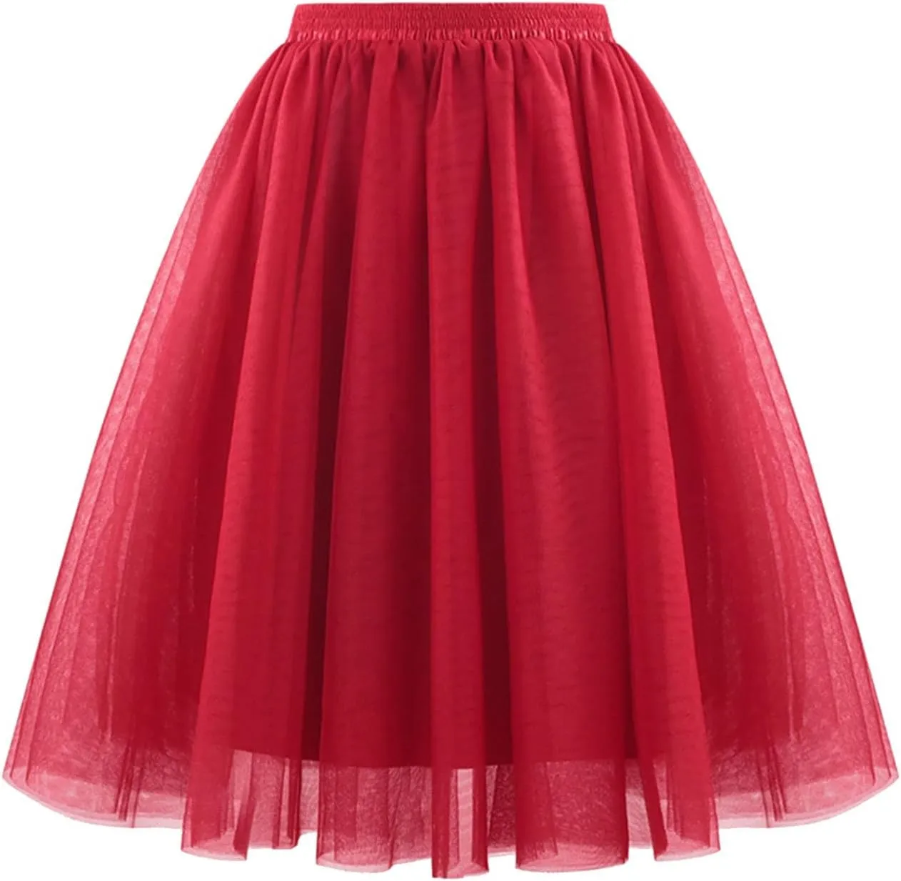 Tulle Skirts for Women Midi Layered Skorts Elastic High Waisted A Line Skirt Tutu Skirt for Prom Party