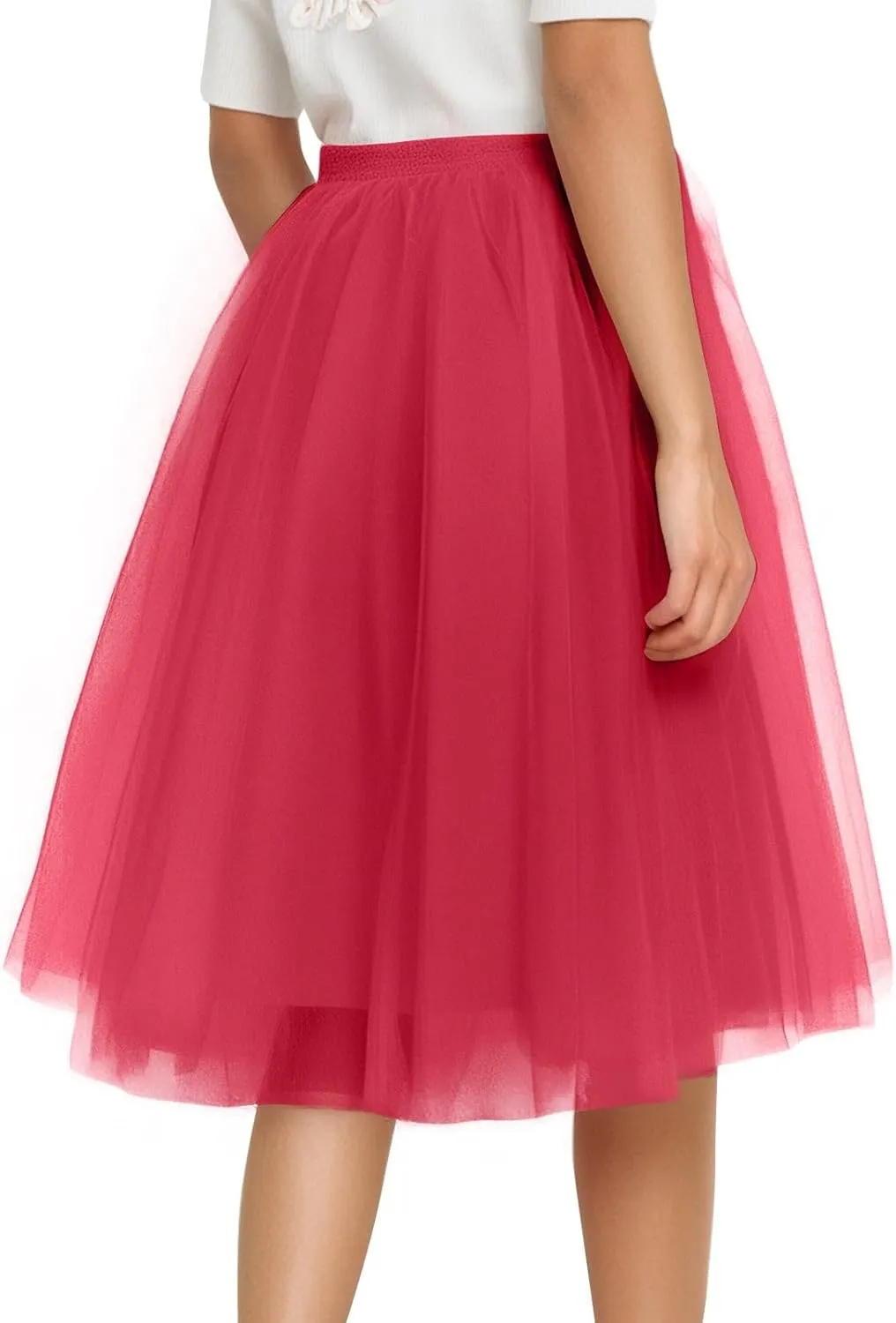 Tulle Skirts for Women Midi Layered Skorts Elastic High Waisted A Line Skirt Tutu Skirt for Prom Party