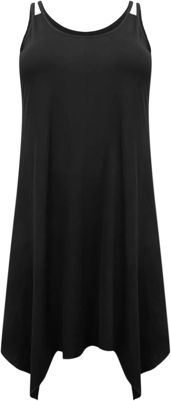 TUNUSKAT Womens Plus Size Asymmetrical Short Dress 2025 Sexy Strappy Midi Summer Dresses Casual Flowy Vacation Sundresses
