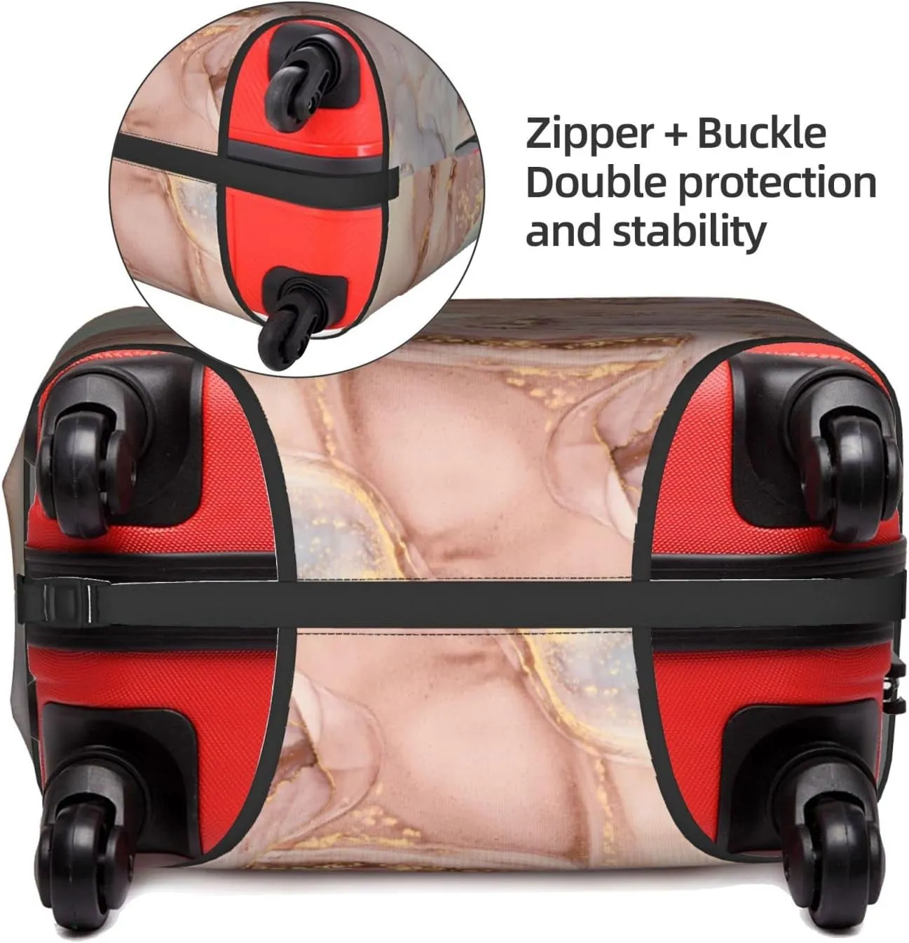 Unisex Adult Modern, Pink Gold Marble, S (18-21 inch Suitcase)
