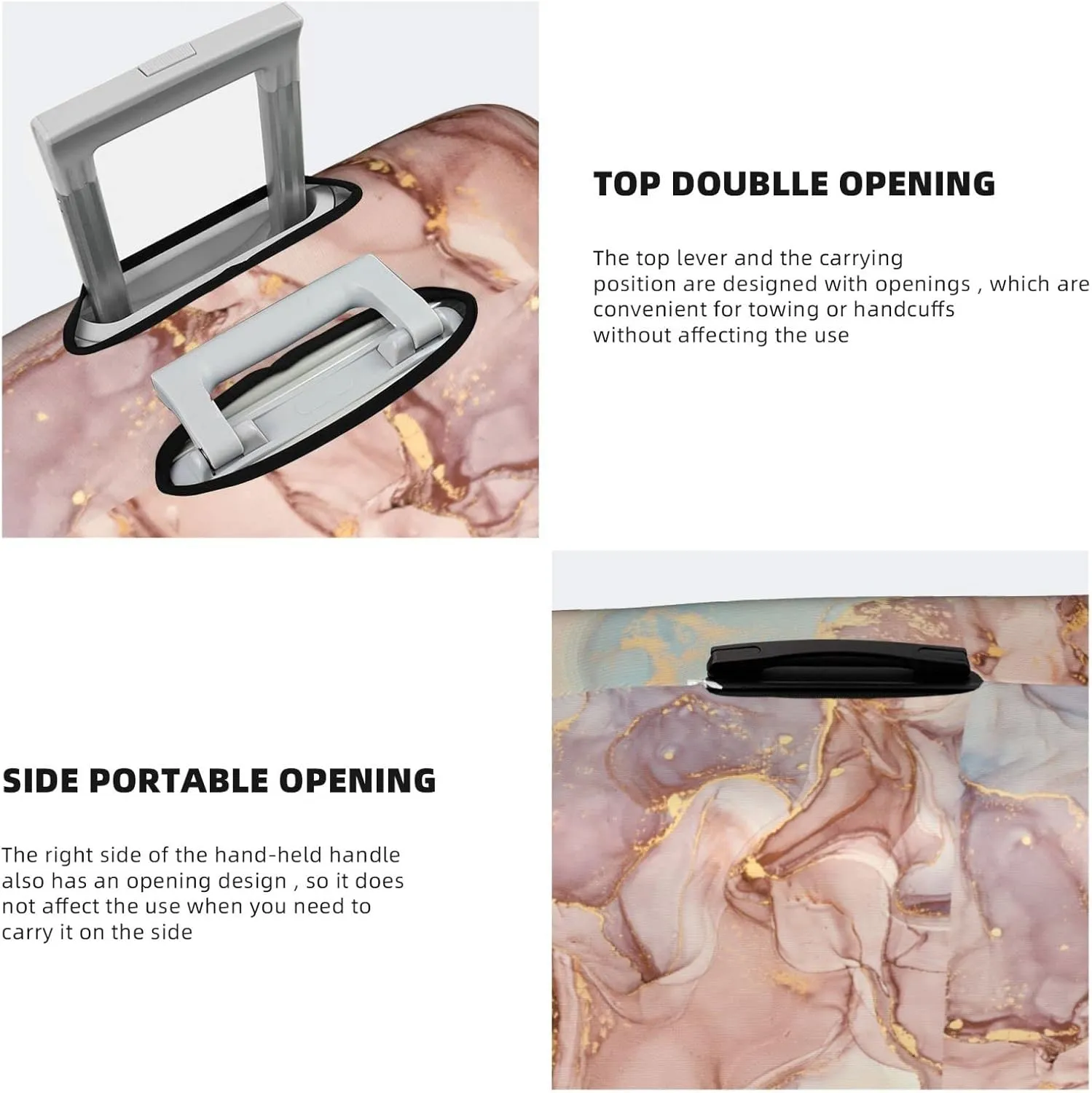Unisex Adult Modern, Pink Gold Marble, S (18-21 inch Suitcase)