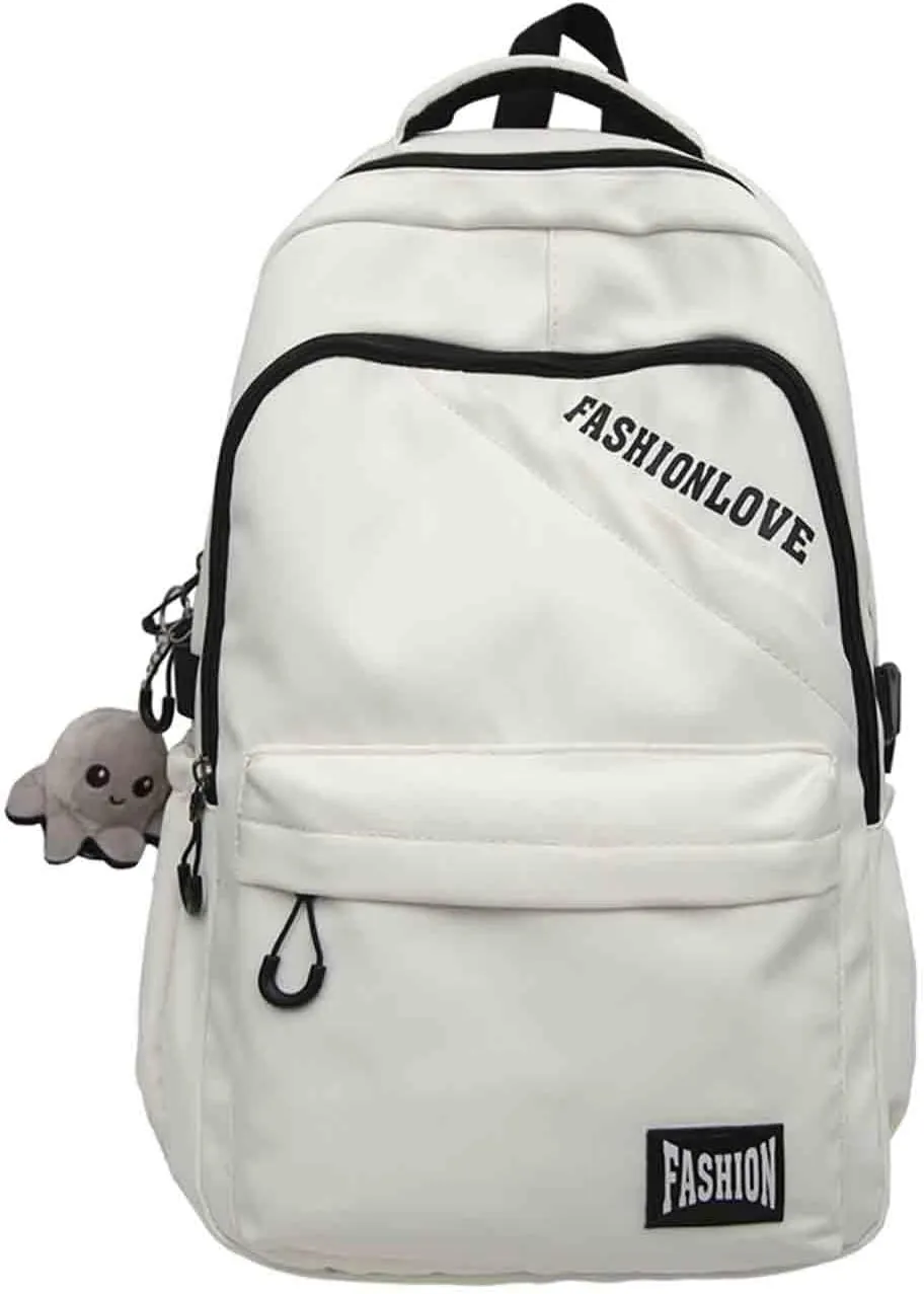 Unisex couple style casual simple versatile backpack for business, outdoor sports, work, travel, laptop bag (White)