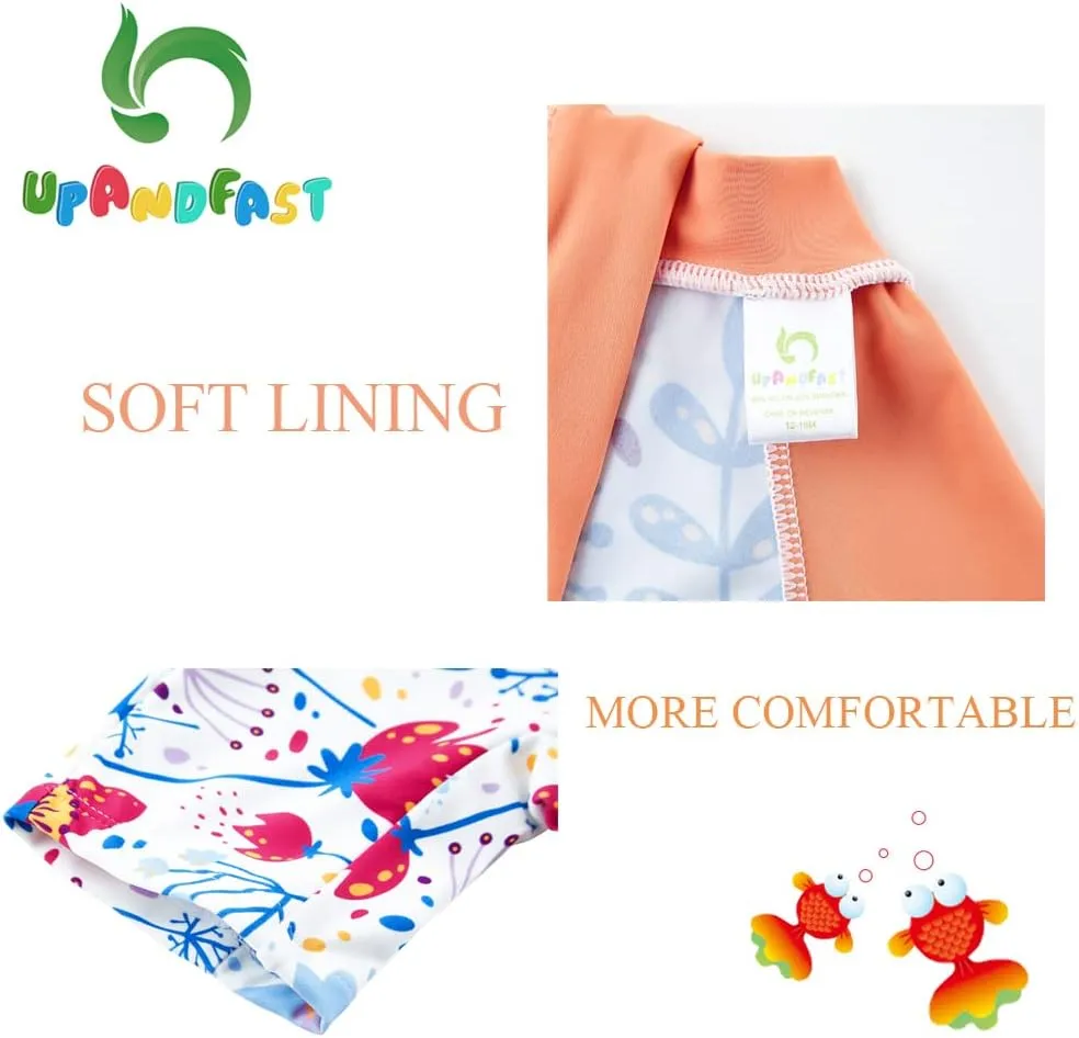 upandfast Baby/Toddler Swimsuit UPF 50  Sun Protection One Piece Zipper Bathing Suit with Sun Hat Infant Beach Swimwear
