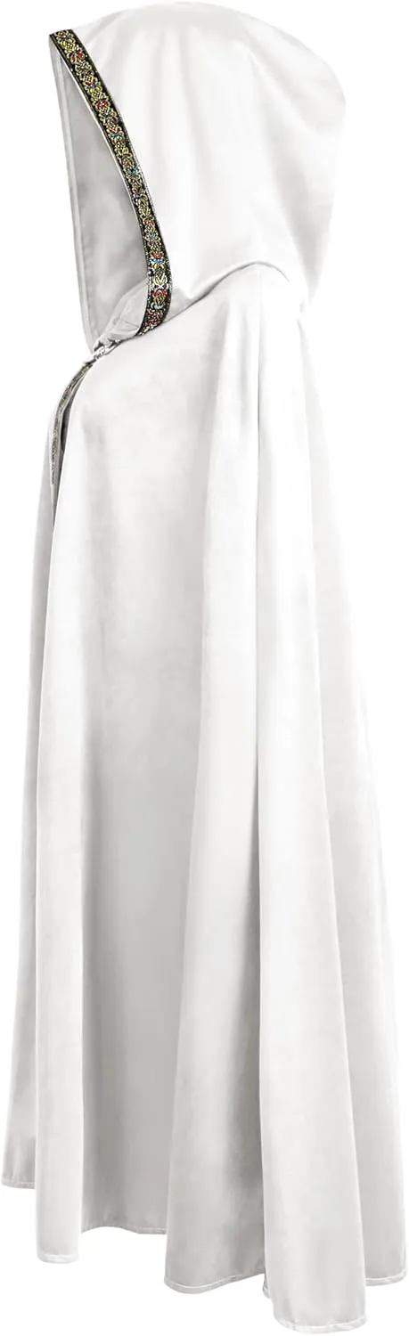 UQJE Medieval Cloak with Hood Halloween Renaissance Hooded Cape for Adult