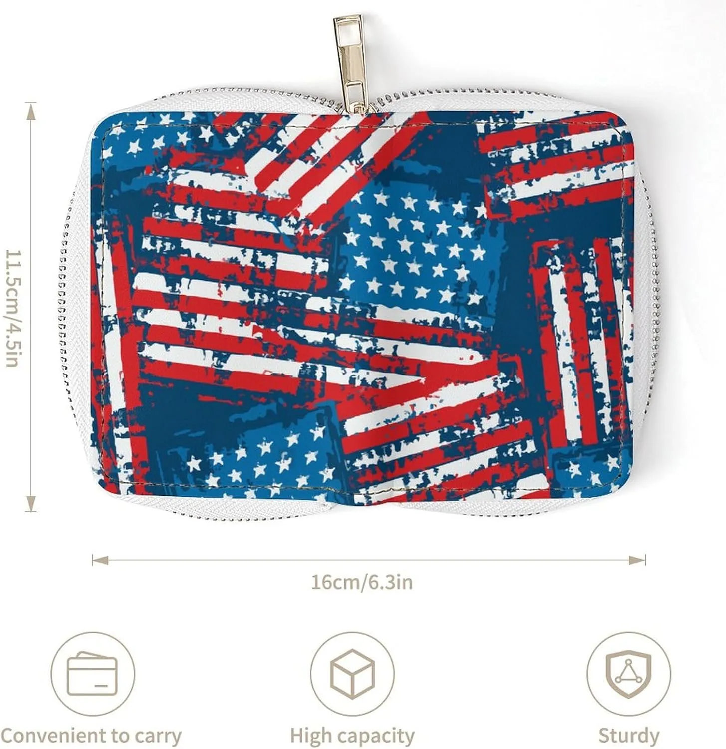 USA American Flag Patriotic Premium Leather Card Bag Suitable for Unisex Versatile for Daily Use