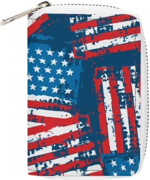 USA American Flag Patriotic Premium Leather Card Bag Suitable for Unisex Versatile for Daily Use