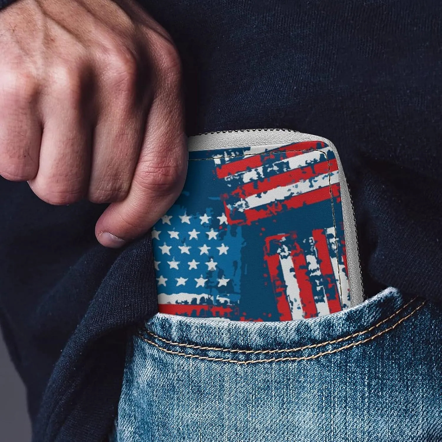 USA American Flag Patriotic Premium Leather Card Bag Suitable for Unisex Versatile for Daily Use