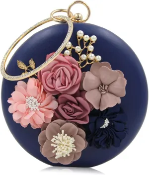 VALICLUD Hand Purse for Women Clutch Purse Round Clutch Bag Evening Bag Handbag Miss Navy Clutch Purses for Women
