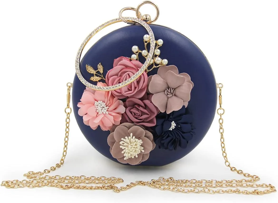 VALICLUD Hand Purse for Women Clutch Purse Round Clutch Bag Evening Bag Handbag Miss Navy Clutch Purses for Women