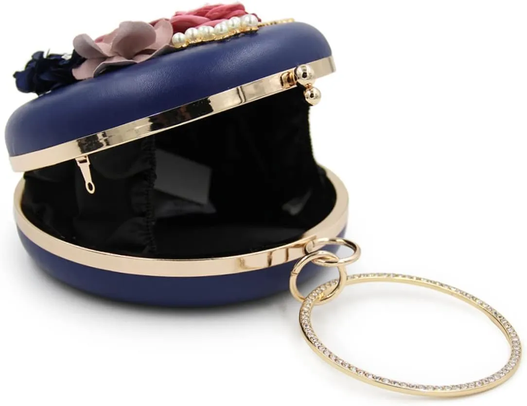 VALICLUD Hand Purse for Women Clutch Purse Round Clutch Bag Evening Bag Handbag Miss Navy Clutch Purses for Women