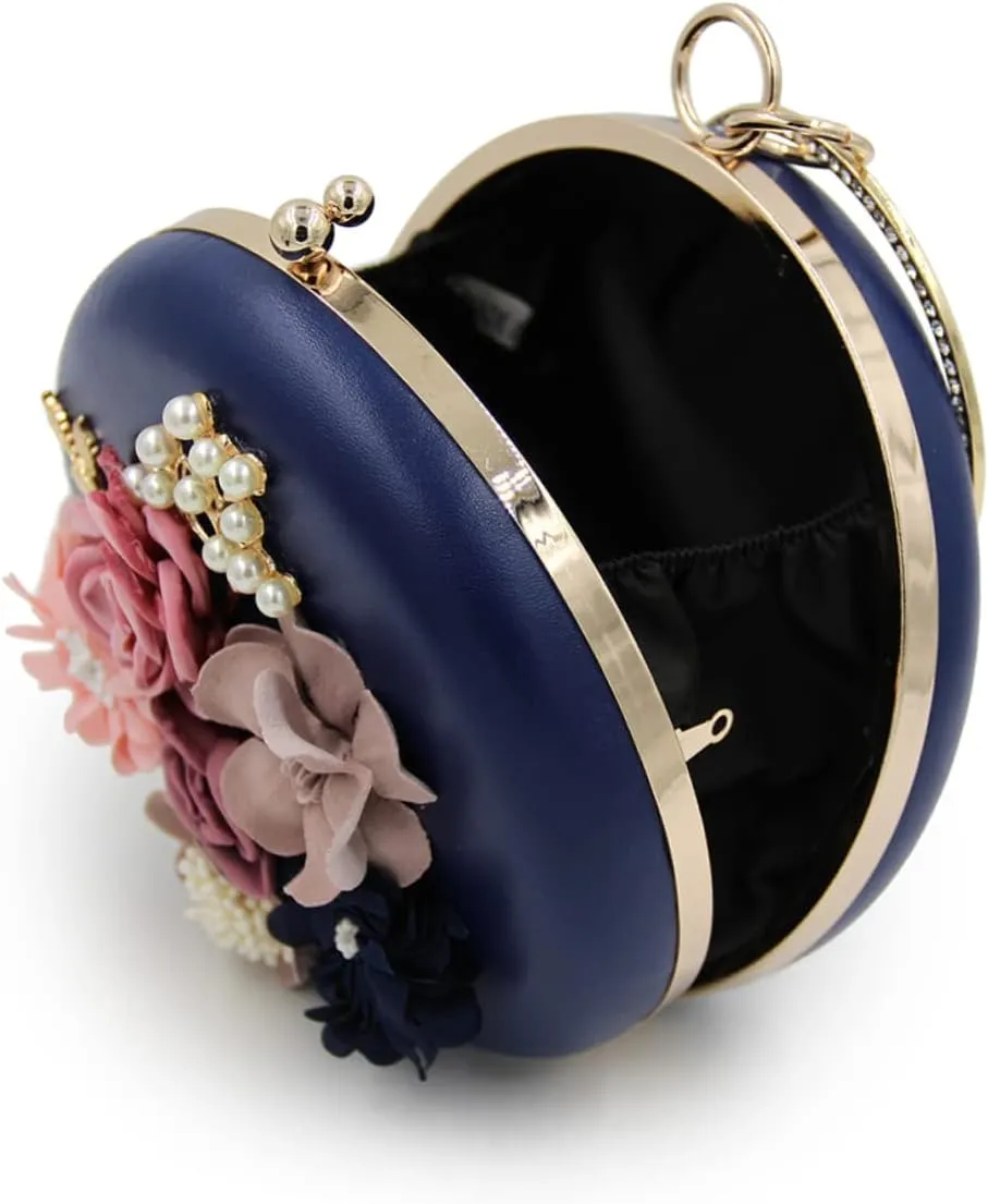 VALICLUD Hand Purse for Women Clutch Purse Round Clutch Bag Evening Bag Handbag Miss Navy Clutch Purses for Women