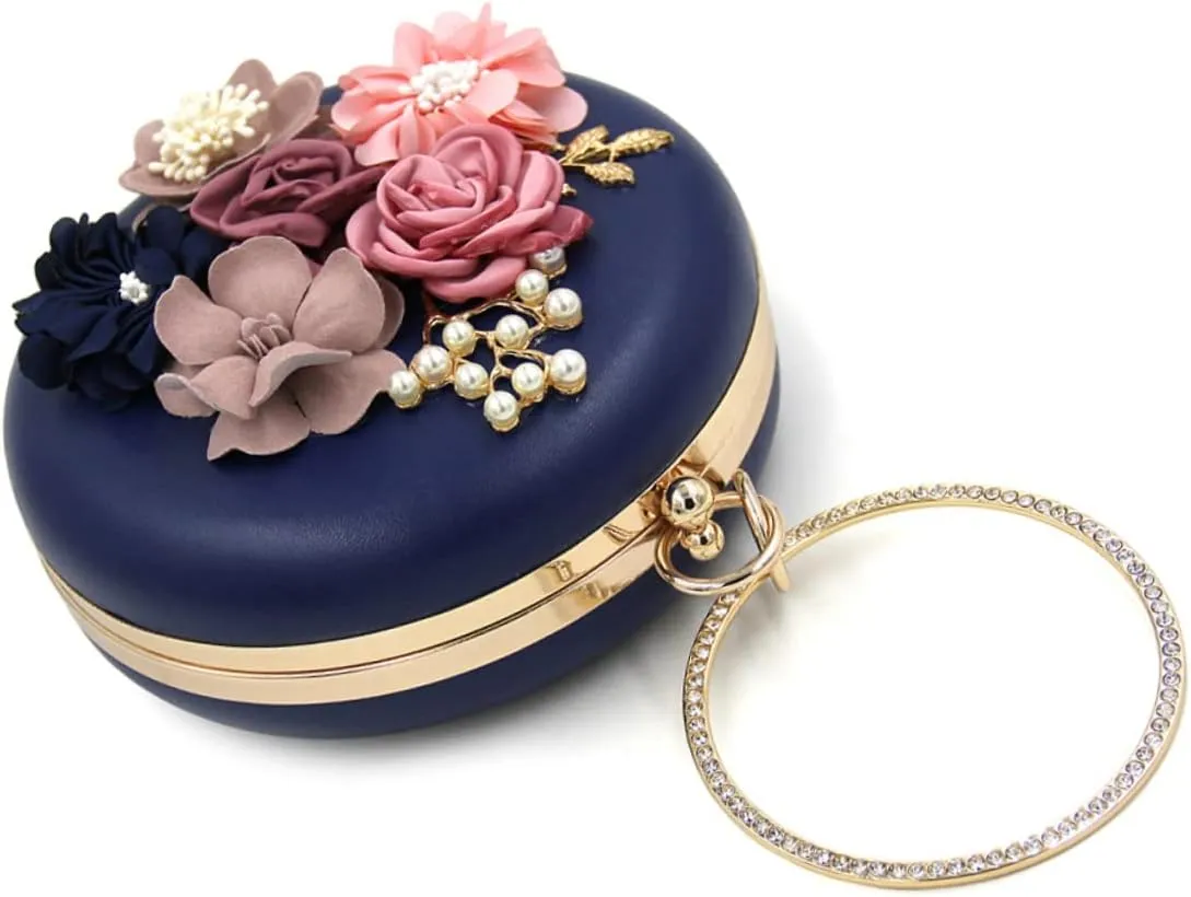 VALICLUD Hand Purse for Women Clutch Purse Round Clutch Bag Evening Bag Handbag Miss Navy Clutch Purses for Women