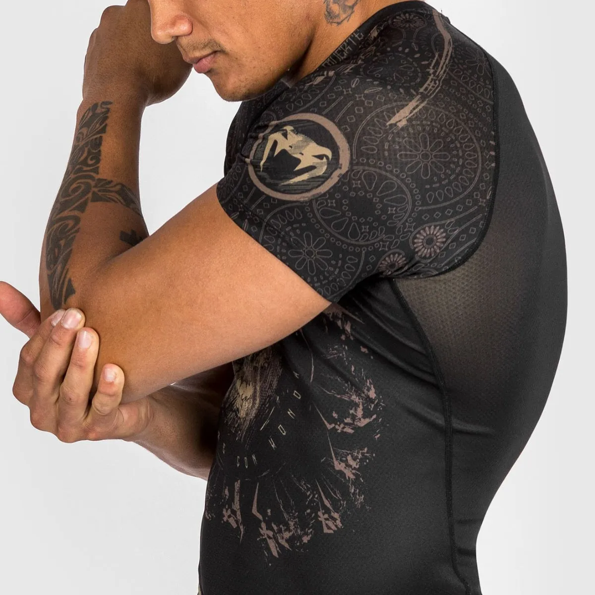 Venum Santa Muerte Dark Side Short Sleeve Rash Guard Black/Brown