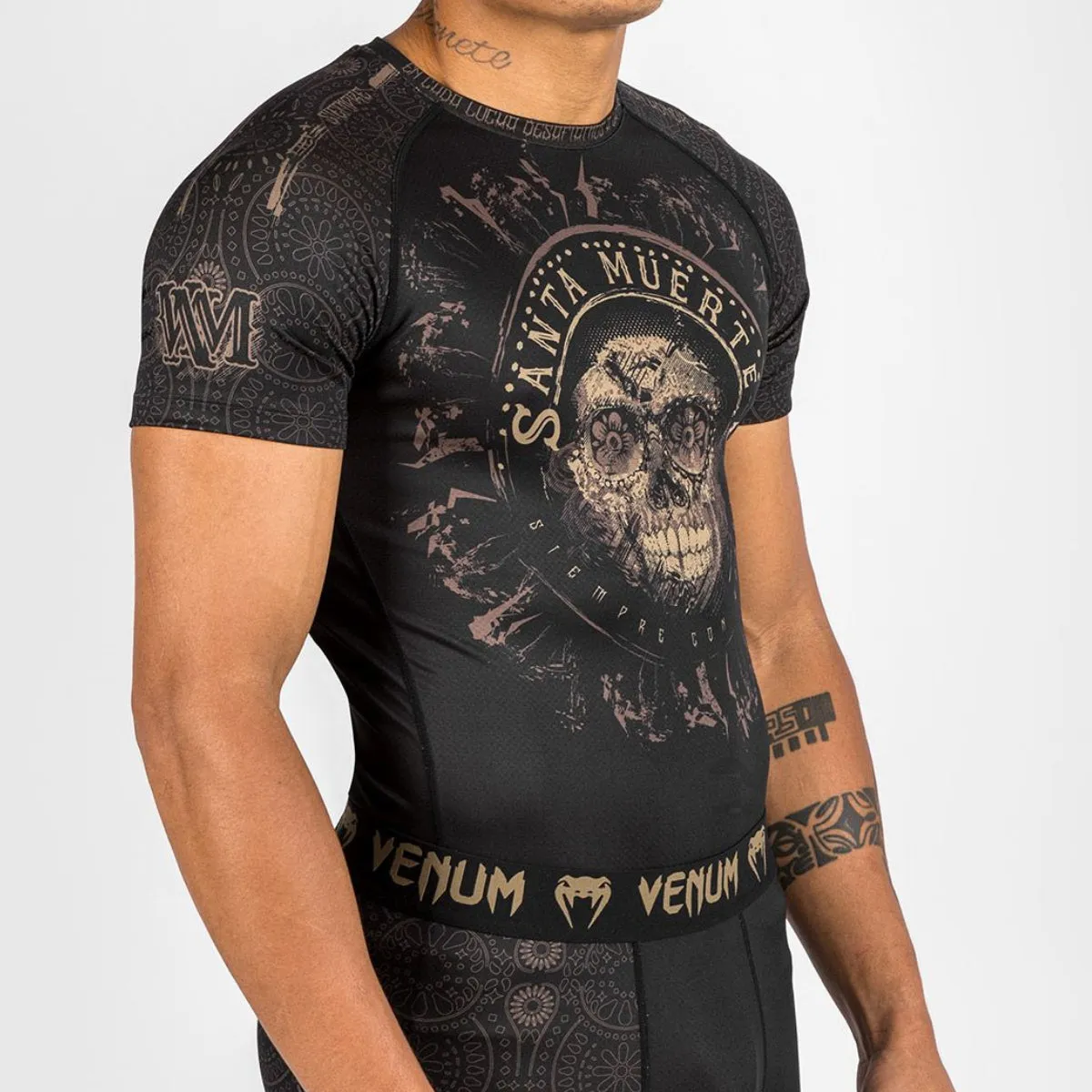 Venum Santa Muerte Dark Side Short Sleeve Rash Guard Black/Brown