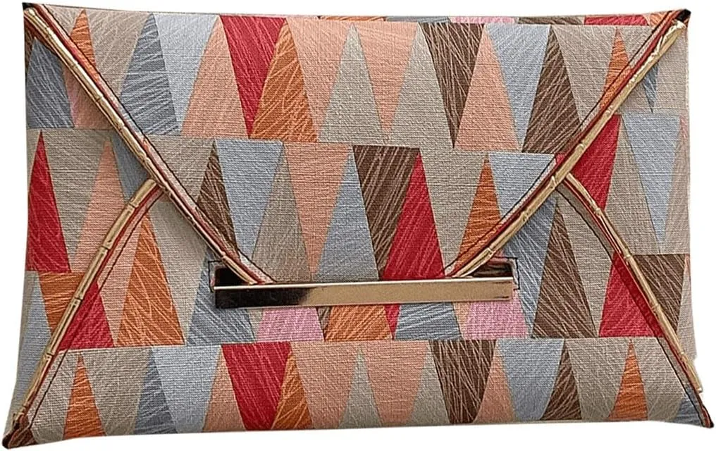 Verdusa Women's Envelope Clutch Purse Evening Bags Geo Print Flap Handbags