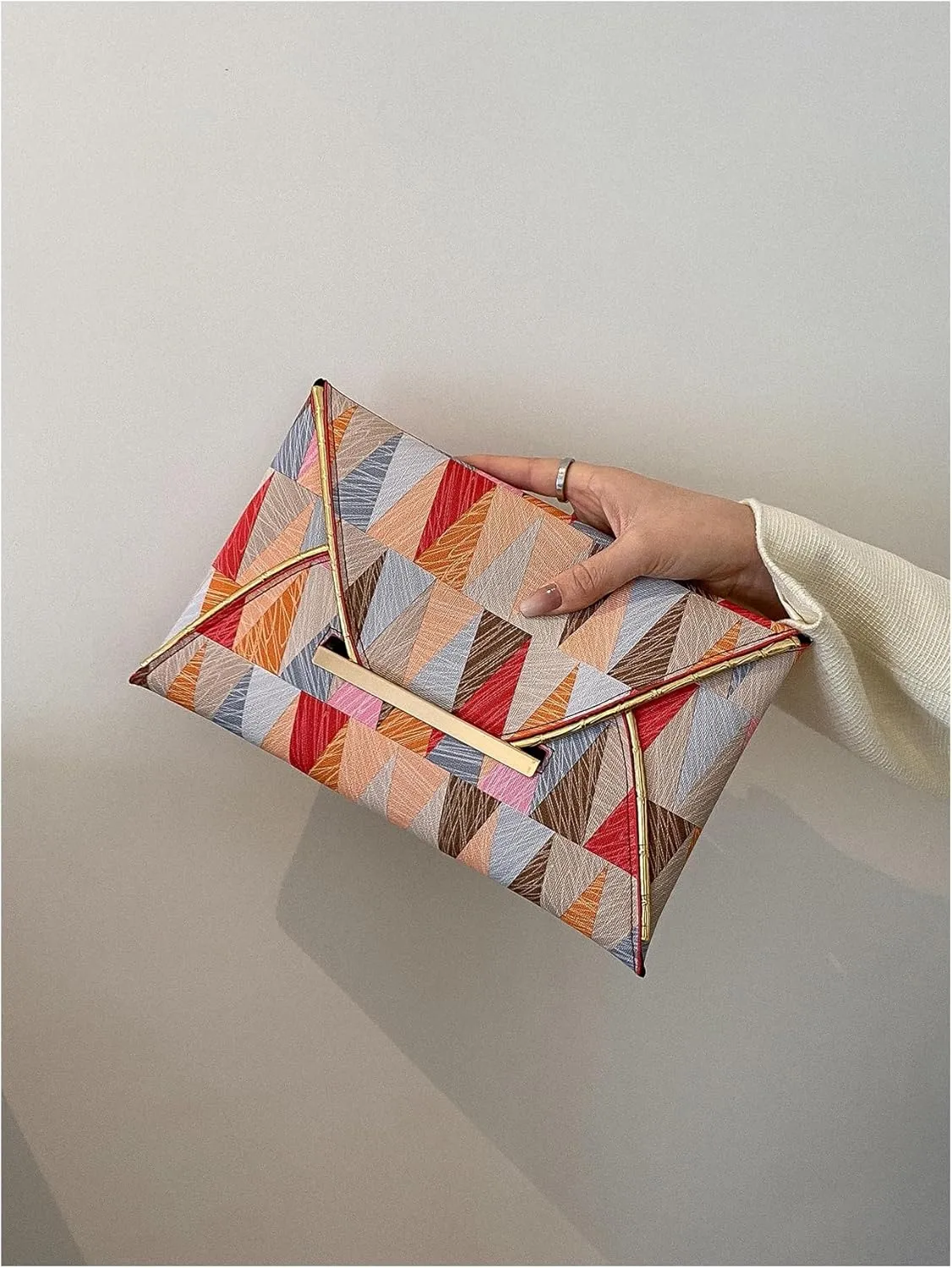 Verdusa Women's Envelope Clutch Purse Evening Bags Geo Print Flap Handbags